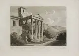 Francesco Morelli, Veduta del Tempio d’Ercole nella antica città di Cora presso Velletri, 1798, etching and bulino