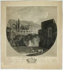 Georg Abraham Hackert, Vue du Temple de La Sibille a Tivoli, etching and bulino