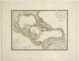 Adrien-Hubert Brué, [Mondo - America - Florida - Antille] Carte Generale des Iles Antilles, d'une Partie Du Mexique des Etats-Unis en de L'Amerique Meridionale, 1821, etching and bulino