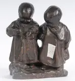 Aristide Petrilli, Couple of children, bronze sculpture, all-round