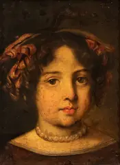 Jacob Ferdinand Voet, Portrait of a young lady with a perl necklace, Oil on canvas