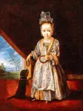 Pier Francesco Cittadini, Portrait of a young girl with a dog, The painting is a replica of the work by Pier Francesco Cittadini
