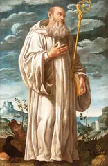 Tommaso Bona, Saint Benedict of Nursia, The painting is accompanied by an expertise by Dr Giuseppe Sava. The painting depicts Saint Benedict of Nursia