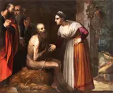 Job mocked by his wife by Donato Mascagni detto Fra' Arsenio, The painting bears a brush inscription with signature and illegible date at the lower left: "DONATO MASCAGNI FACEVA, offered Mar 2026