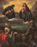 Saint Jerome and Saint Francis in adoration of Christ and the Virgin by Ippolito Scarsella lo Scarsellino, This painting is a remarkable example of Scarsellino’s mature style, offered Mar 2026