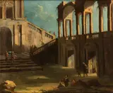 Architectural capriccio with figures by Gennaro Greco detto il Mascacotta, Oil on canvas, offered Mar 2026