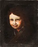 Portrait of a smiling child by Giovanni Antonio Galli Lo Spadarino, Oil on canvas laid on cardbord, offered Mar 2026