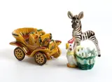 Tarcisio Tosin, Lot composed by three ceramics: egg cup, car and zebra