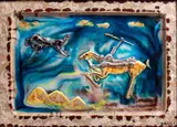 Carlo Zauli, Hunter on horseback, Ceramic with high-relief decoration