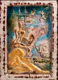 Carlo Zauli, Hunter at rest, Ceramic with high-relief decoration