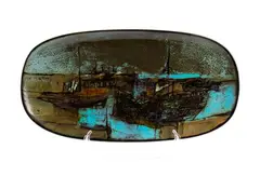 Nanni Valentini, Oval wall plate, Under the base signature of the Manifattura Baratti of Pesaro