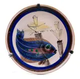 Richard Dölker, Small plate with decoration of fish, Stamp under the base of ichard Dolker