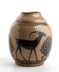 Galileo Chini, Vase with a series of antelopes, Conceived between