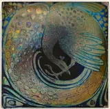 Galileo Chini, Tile with peacock, 1900, On the back: Arte della Ceramica Firenze