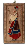 Paolo Loddo, Tile with decoration of a lady in Desulo costume, Stamp on the back: Paolo Loddo