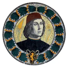 Renaissance-style portrait plate by Torquato Castellani, 1885, offered Feb 2026