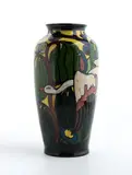 Ferruccio Palazzi, Palatino Ars Vase, 1924, Polychrome decoration with a wading bird and foliage. Signed under the base: P.A.