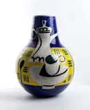 Guerrino Tramonti, Vase with blue and yellow decoration, 1961