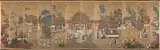 attributed Gu Jianlong, Court scene, Ink and colors on silk