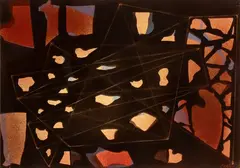 Corrado Cagli, Gebel il Gac, 1950, Oil on paper applied on canvas
