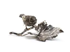 Solid silver basket with bird by Mario Buccellati, The Bird is made with dense, offered Dec 2025