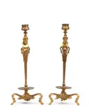 Ferdinand Barbedienne, A pair of bronze candlesticks