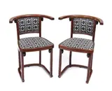 Michael Thonet, Pair of chairs designed by Josef Hoffmann, in steam-bent beech wood