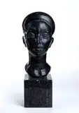 Alasia Borghese, Marble bust of a woman, on a square marble base; Princess Alasia Borgese worked on the funeral monument of Cardinal Costa Nunes in the