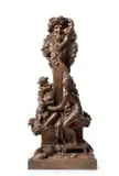 Louis-Robert Carrier-Belleuse, Large terracotta figure of Bacchus and a young woman, impressive terracotta sculpture signed “L. Carrière-Belleuse” at the base (Louis-Robert Carrière-Belleuse)