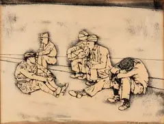Renzo Vespignani, Il cortile del manicomio, 1948, Title
