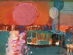 Venetian landscape by Bruno Saetti, 1968, offered Dec 2025