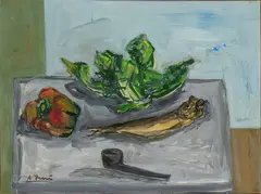 Achille Funi, Still life with fruit and pipe