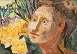 Carlo Levi, Portrait with yellow flowers, Oil on canvas