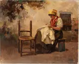 Tito Corbella, Young woman sewing