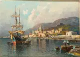 Nicolas De Corsi, Seascape with sailboat