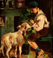 Interior scene with child by Vincenzo Irolli, offered Dec 2025