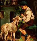 Interior scene with child by Vincenzo Irolli, offered Dec 2025