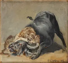 Animal predation scene by Giulio Aristide Sartorio, 1893, offered Dec 2025