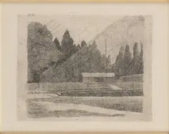 Campo di tennis ai giardini Margherita a Bologna by Giorgio Morandi, 1923, 2nd state: numbered XVI on the upper left corner. No edition. Signed in pencil lower right: Morandi, offered Dec 2025