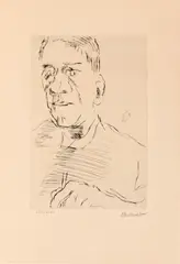 Oskar Kokoschka, Self-portrait with brush, 1970