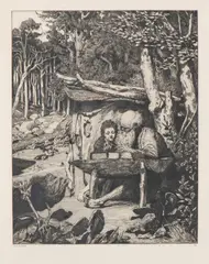 Max Klinger, Simplicius Am Grabe Des Einsiedlers Etching Vii, 1881, The engraving is part of the Intermezzi series based on the story of The Adventurous Simplicissimus by Hans