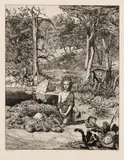 Max Klinger, Simplicius am Grabe des Einsiedlers etching VIII, 1881, The engraving is part of the Intermezzi series