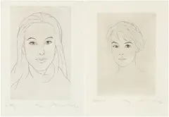 Christian Schad, Lot of two lithographs: Bettina e Kitty, 1970, Titled bottom left: Bettina/Kitty