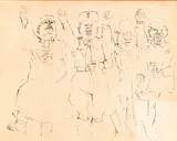 Einer für alle, alle für einen by George Grosz, On the back stamp with partially illegible numbering: George Grosz Nachlass and title "Einer für alle, offered Dec 2025