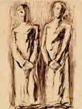 Scipione, Two figures, Watercolour on paper