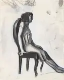 Mario Sironi, Seated woman - Study for illustration, 1926, Pencil and ink on paper