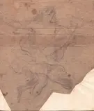 Giovanni Lanfranco, The Risen Christ, Pencil on two portions of laid paper