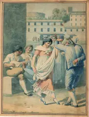 Filippo Giuntotardi, Dance Scene with Violin Players, Watercolor on laid paper
