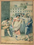 Filippo Giuntotardi, Dance Scene with Violin Players, Watercolor on laid paper