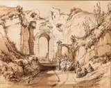 Achille Vianelli, Arco Felice a Cuma, 1852, Brown ink and watercolor with traces of pencil on wove paper